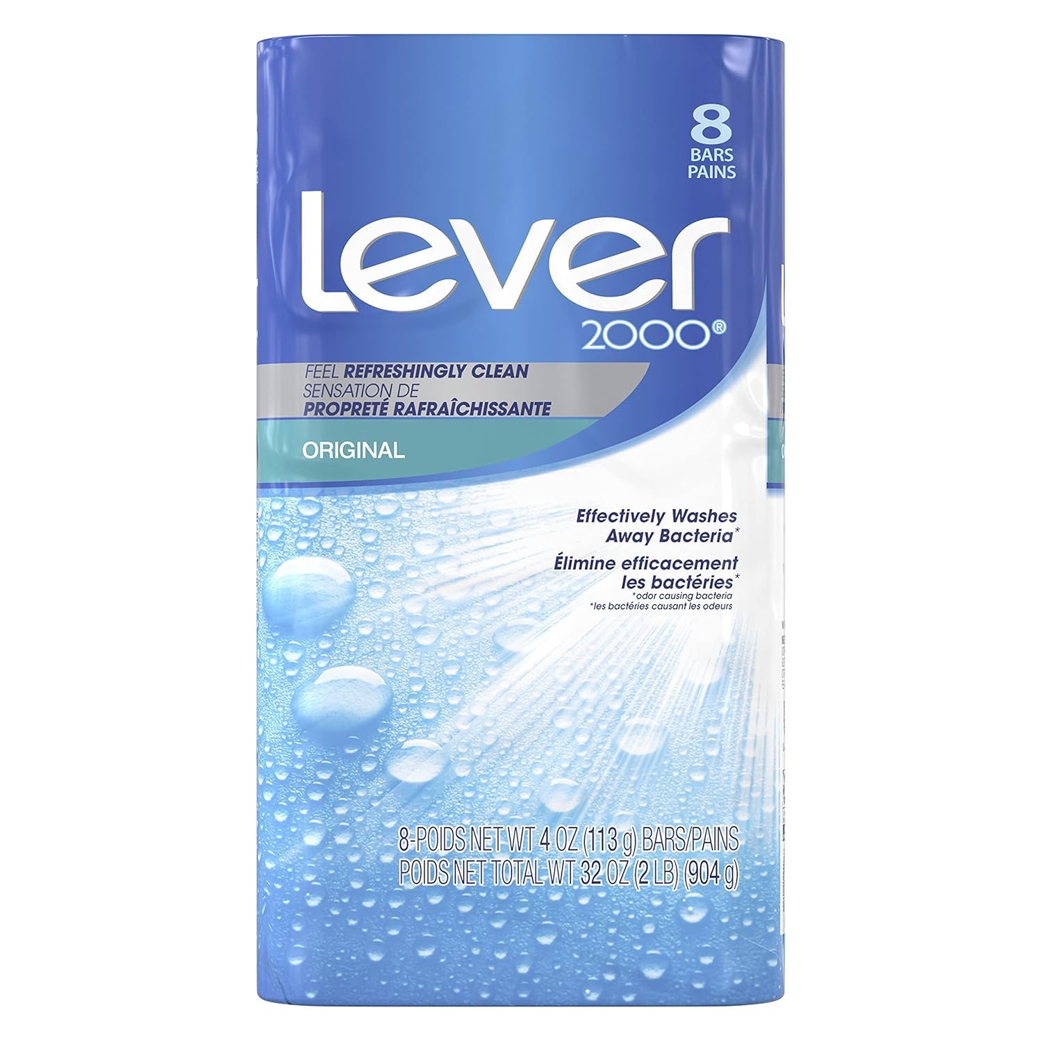 Lever 2000 Bar Soap Refreshing Body Soap and Facial Cleanser Original Effectively Washes Away Bacteria 4 oz 8 Bars Hover
