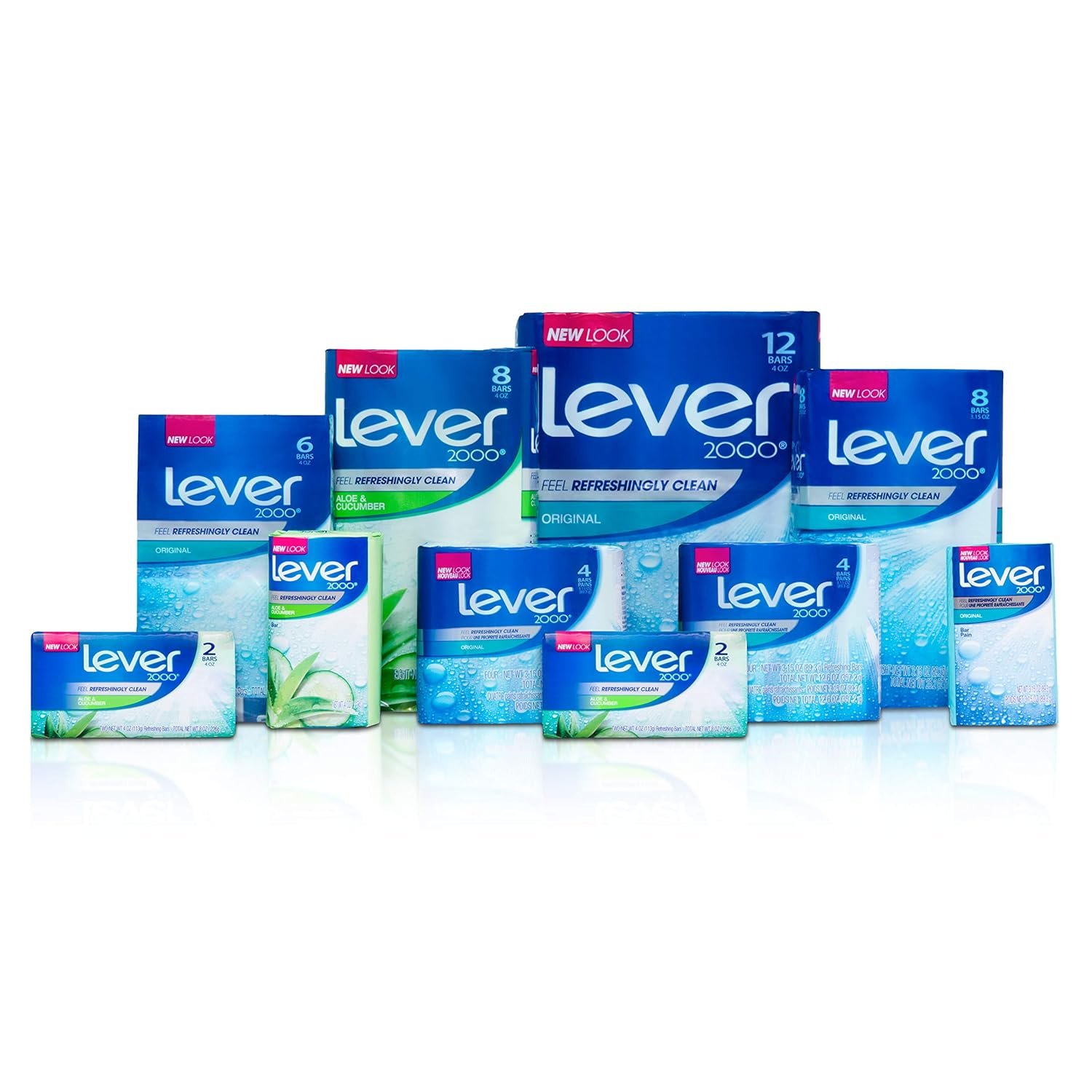 Lever 2000 Refreshing Body Soap and Facial Cleanser Aloe & Cucumber Effectively Washes Away Bacteria 4 oz 8 Bars Hover